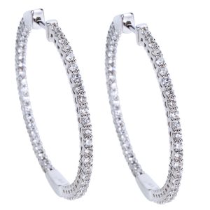 14K White Gold Round Cut Diamond Hoop Earrings 153 CTW Louis Vuitton Monogram Reporter PM Shoulder Bag Brown