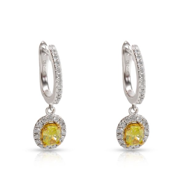 Yellow Diamond Earrings in 18K 2 Tone Gold 095 CTW Yellow Diamond Earrings in 18K 2 Tone Gold 095 CTW