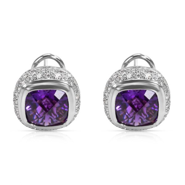 Amethyst Diamond Earrings in 18K White Gold 125 CTW Amethyst Diamond Earrings in 18K White Gold 125 CTW