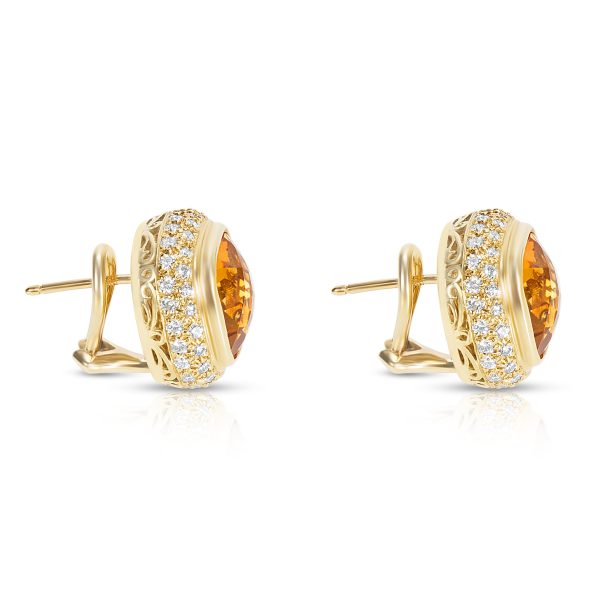 027131 sv Citrine Earrings in 18K Yellow Gold with Diamonds 130 CTW