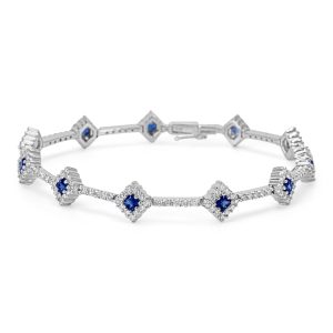 Diamond Sapphire Bracelet in 18k White Gold 244 CTW Christian Dior Oblique Jacquard Pouch Second Bag Clutch Navy