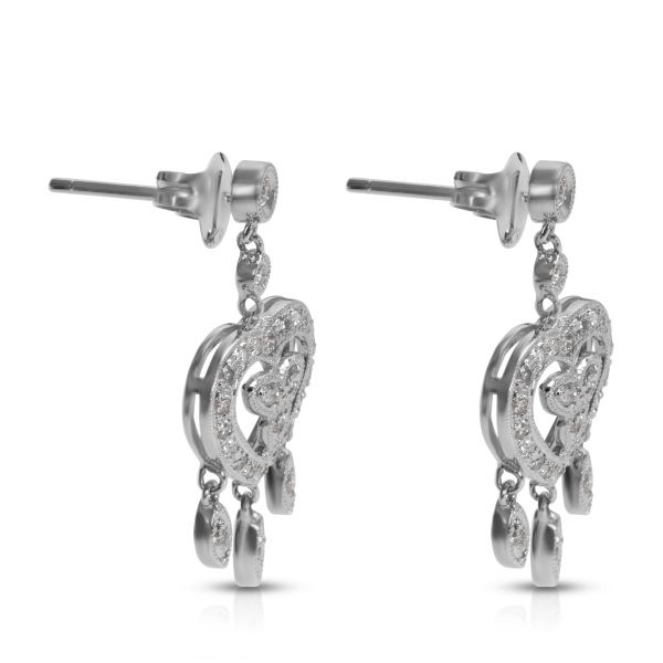 027174 sv Diamond Heart Dangle Fashion Earrings in 18K White Gold 049 CTW