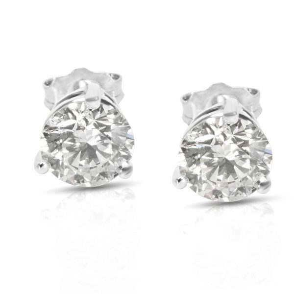 3 Prong Basket Setting Diamond Stud Earrings in 14K White Gold 075 CTW 3 Prong Basket Setting Diamond Stud Earrings in 14K White Gold 075 CTW