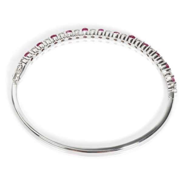 028076 PV Diamond Ruby Bangle in 14K White Gold 125 CTW