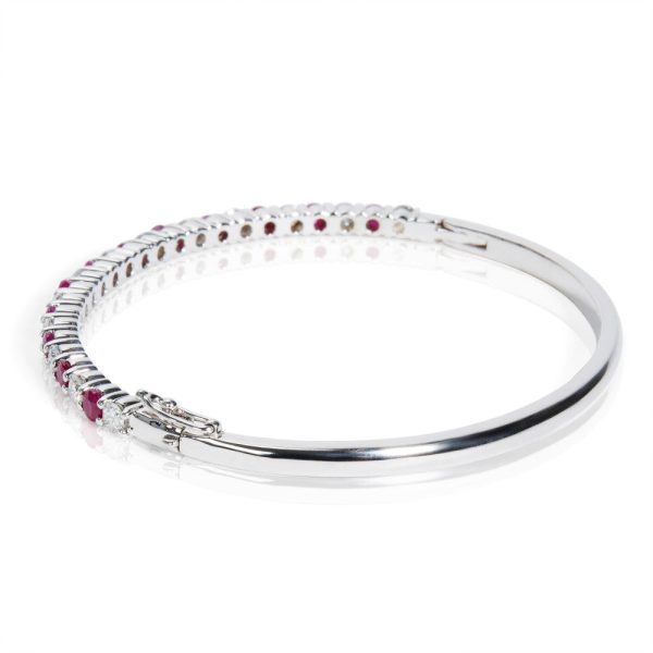 028076 SV Diamond Ruby Bangle in 14K White Gold 125 CTW