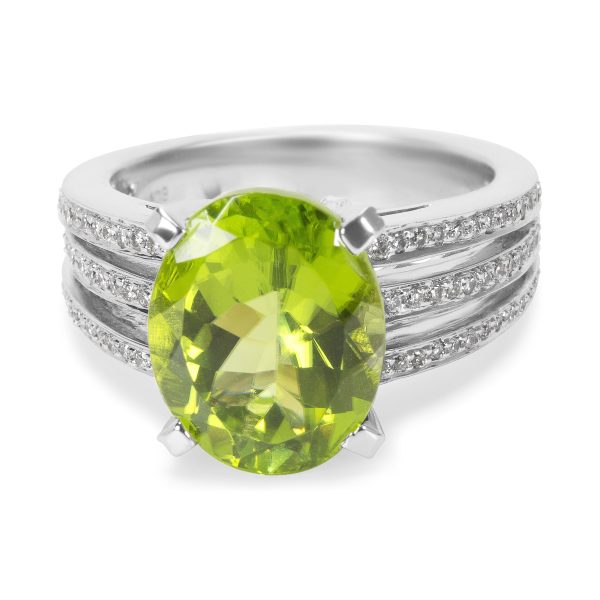 Gemma by WP Diamonds Peridot Diamond 3 Row Gemstone Ring in 18KT White Gold 607 ctw