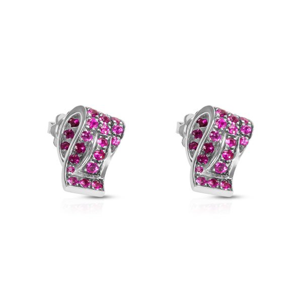 Favero Ruby Earrings in 18K White Gold 108 ctw Favero Ruby Earrings in 18K White Gold 108 ctw