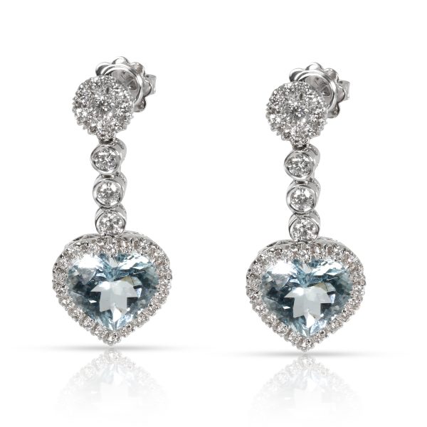 Favero Heart Shaped Blue Topaz Diamond Drop Earring in 18K Gold 088 CTW Favero Heart Shaped Blue Topaz Diamond Drop Earring in 18K Gold 088 CTW