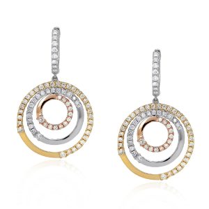 Diamond Concentric Circle Earrings in 18K Three Tone Gold 283 CTW Gucci print 2way shoulder bag BeigeNavy