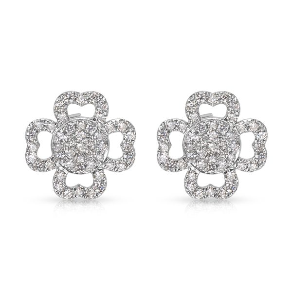 Pave Diamond Flower Earrings in 18KT White Gold 091 ctw Pave Diamond Flower Earrings in 18KT White Gold 091 ctw