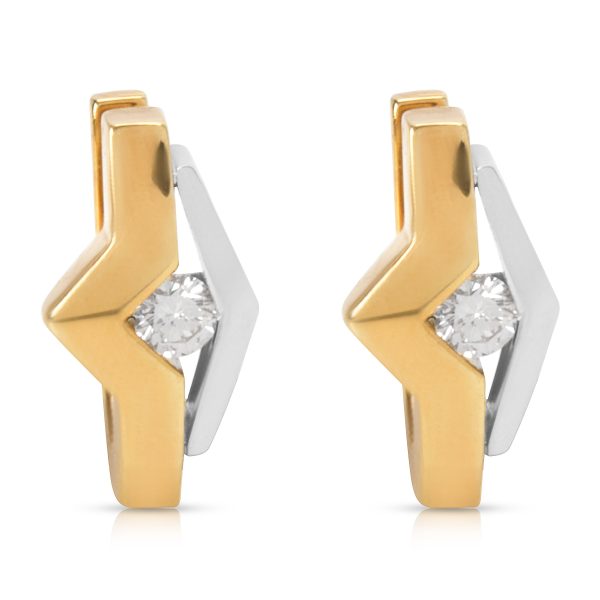 Diamond Earrings in 18K Two Tone Gold 030 CTW Diamond Earrings in 18K Two Tone Gold 030 CTW