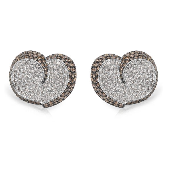 Brown White Diamond Heart Earrings in 18KT White Gold 700 ctw Brown White Diamond Heart Earrings in 18KT White Gold 700 ctw