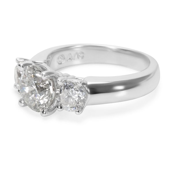 White Gold Engagement Ring Three Stone Diamond Engagement Ring in 14K White Gold 318 CTW