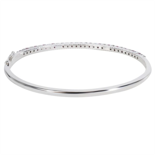 033220 bv Ruby Diamond Bangle Bracelet in 14K White Gold 175 CTW