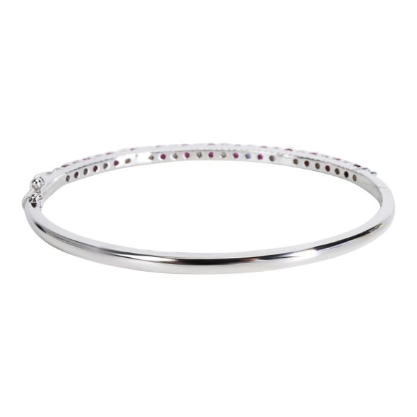 033222 bv IGI Certified Diamond Ruby Bangle Bracelet in 14K White Gold 213 CTW