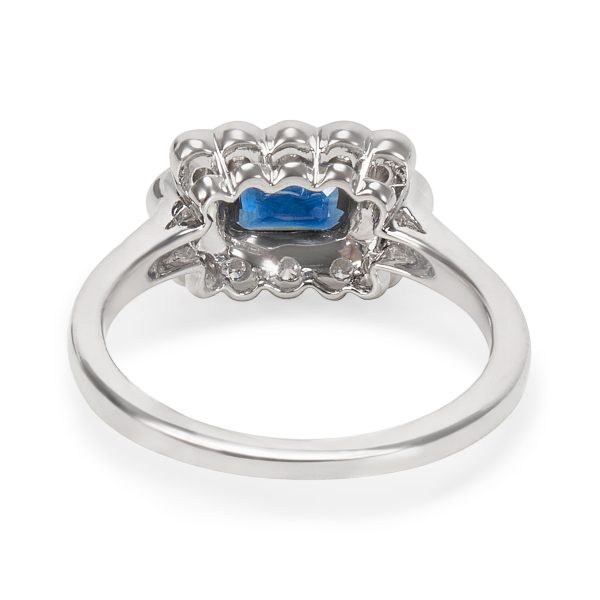 sapphire diamond vintage style ring in 18kt white gold 0 92ctw Sapphire Diamond Vintage Style Ring in 18KT White Gold 092ctw