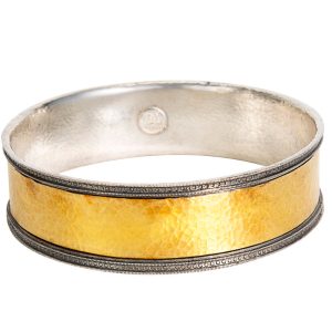 Gurhan Bangle Bracelet in 24K Yellow Gold and Sterling Silver MSRP 2 Chanel Camelia Earrings in 18k Yellow Gold