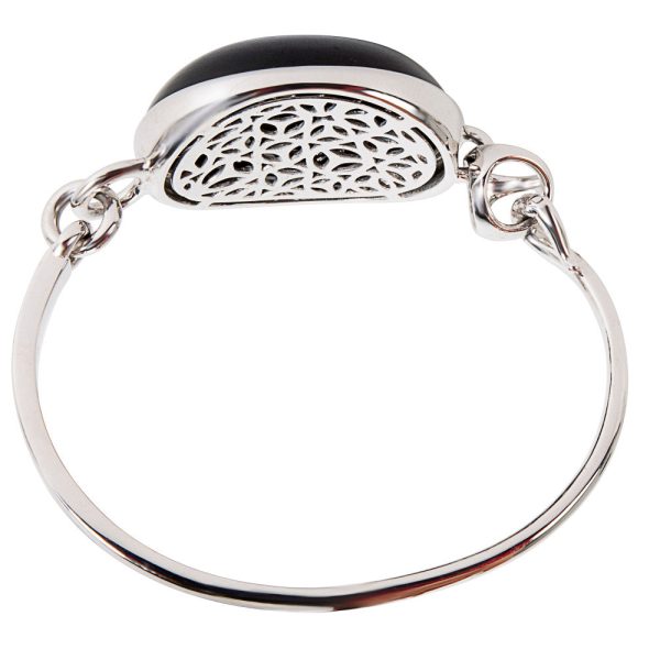 037101 PV Di Modolo Black Agate Bangle Bracelet in Plated Rhodium MSRP 450