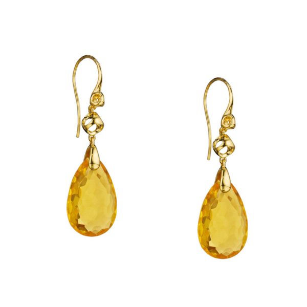 037108 SV Di Modolo Honey Quartz Drop Earrings in Plated 18K Yellow Gold