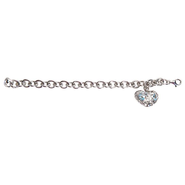 037142 PV Di Modolo Charm Bracelet with Blue Topaz in Plated Rhodium MSRP 495