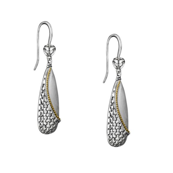 037166 SV Di Modolo Ricamo Drop Earring Sterling Silver Plated 18K Yellow Gold MSRP 795