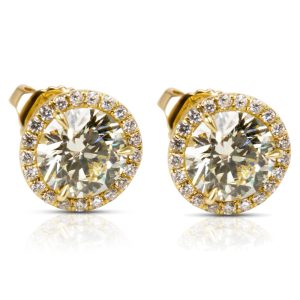 Diamond Halo Studs in 18k Yellow Gold 227 CTW Cart