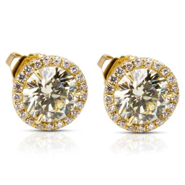 Diamond Halo Studs in 18k Yellow Gold 227 CTW Diamond Halo Studs in 18k Yellow Gold 227 CTW