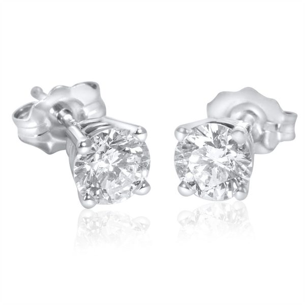 4 Prong Basket Diamond Stud Earrings in 14K White Gold 075 CTW 4 Prong Basket Diamond Stud Earrings in 14K White Gold 075 CTW