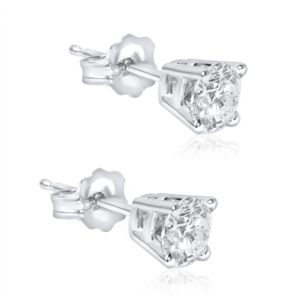 039905 sv 4 Prong Basket Diamond Stud Earrings in 14K White Gold 075 CTW