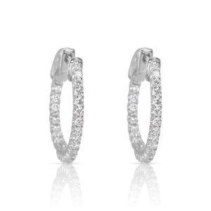 Diamond In Out Hoop Earrings in 14k White Gold 102 CTW Cart