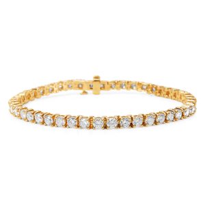 Diamond Tennis Bracelet in 14K Yellow Gold 670 CTW Balenciaga Ville Top Handle XXS Leather Shoulder Bag Magenta