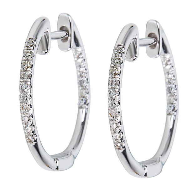 Diamond Hoop Earrings in 14K White Gold 025 CTW Diamond Hoop Earrings in 14K White Gold 025 CTW