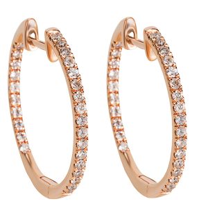 IGL Certified Diamond Inside Out Hoop Earrings in 14K Rose Gold 050 CTW Chanel Cocomark Mademoiselle Lamb Coin Case Pink