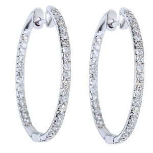 IGL Certified Diamond Inside Out Hoop Earrings in 14K White Gold 100 CTW Prada Spazzolato Shoulder Bag Black