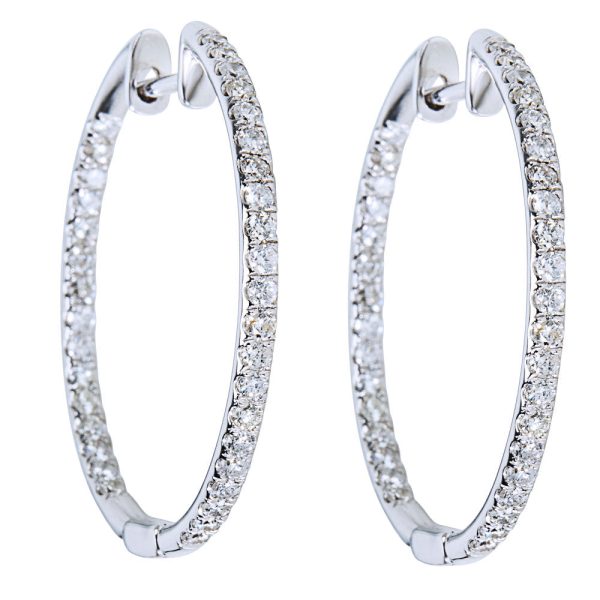 IGL Certified Diamond Inside Out Hoop Earrings in 14K White Gold 100 CTW IGL Certified Diamond Inside Out Hoop Earrings in 14K White Gold 100 CTW