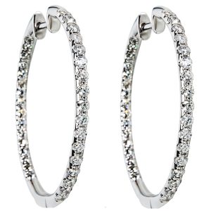 IGL Certified Diamond In Out Hoop Earrings in 14K WG 150 CTW Prada Shoulder Bag Diagonal Chain Leather Black