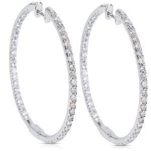 IGL Certified Diamond Hoop Earrings in 14K White Gold 200 CTW Salvatore Ferragamo Melike Leather Chain Shoulder Bag Red