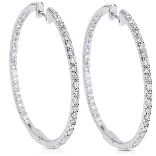 IGL Certified Diamond Hoop Earrings in 14K White Gold 200 CTW IGL Certified Diamond Hoop Earrings in 14K White Gold 200 CTW