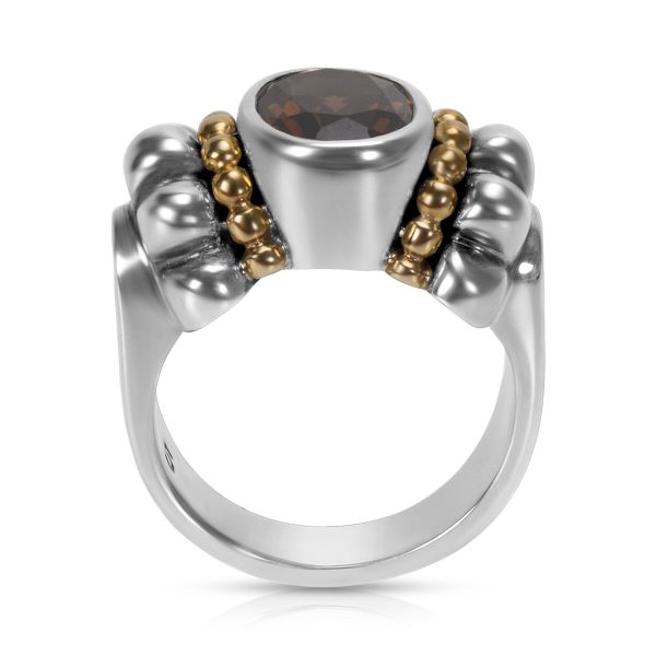 Lagos Smokey Quartz Caviar Ring in 18K Yellow GoldSterling Silver Lagos Smokey Quartz Caviar Ring in 18K Yellow GoldSterling Silver