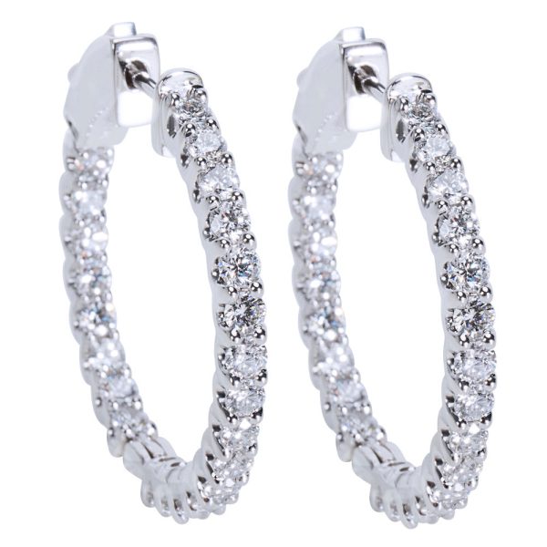 Diamond Hoop Earrings in 14K White Gold 200 CTW Diamond Hoop Earrings in 14K White Gold 200 CTW