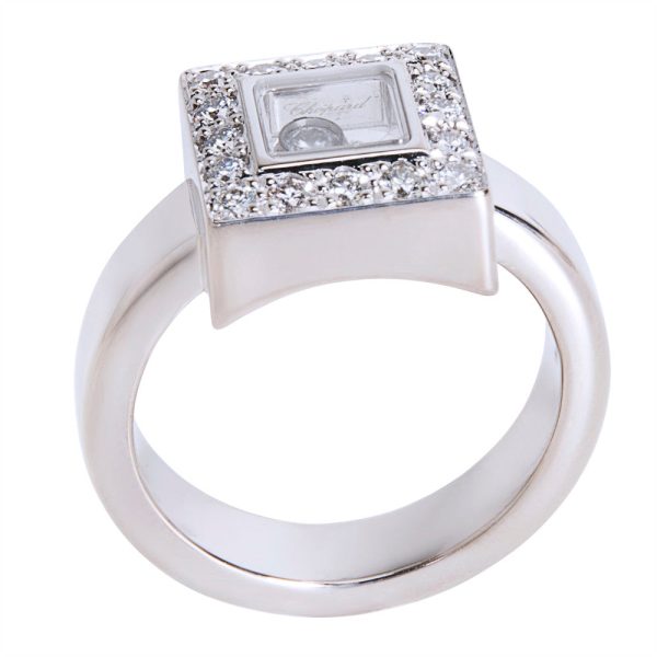 043316 AV Chopard Happy Diamond Ring in 18K White Gold 038 CTW