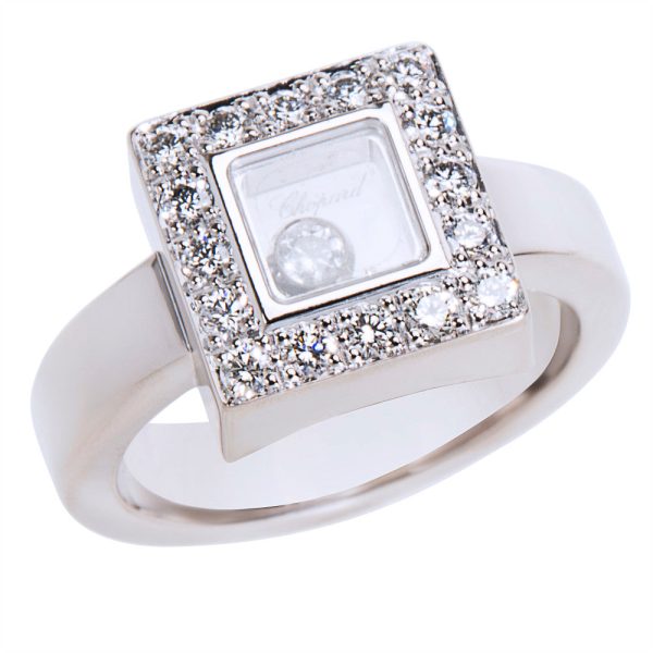 Ring White Gold Chopard Happy Diamond Ring in 18K White Gold 038 CTW