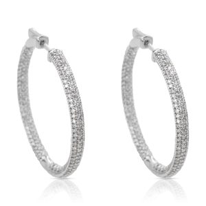 Pave Diamond Hoop Earrings in 14K White Gold 205 CTW Louis Vuitton Looping MM Shoulder Bag Brown