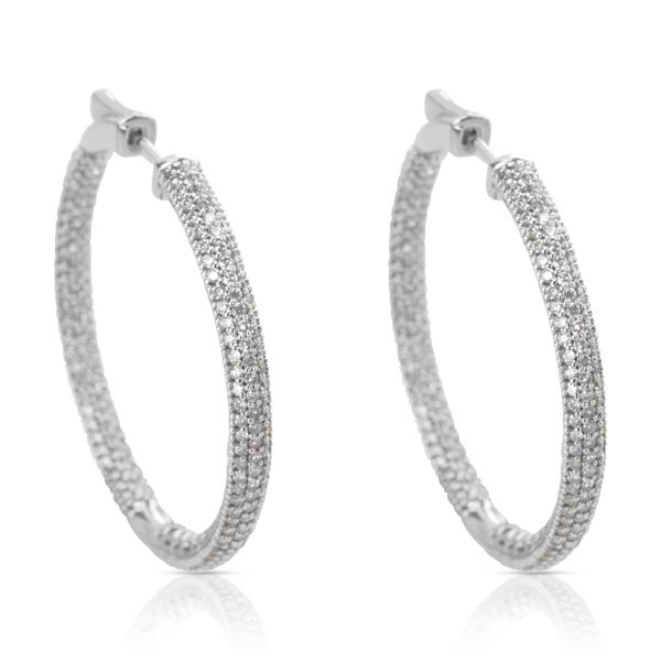 Pave Diamond Hoop Earrings in 14K White Gold 205 CTW Pave Diamond Hoop Earrings in 14K White Gold 205 CTW