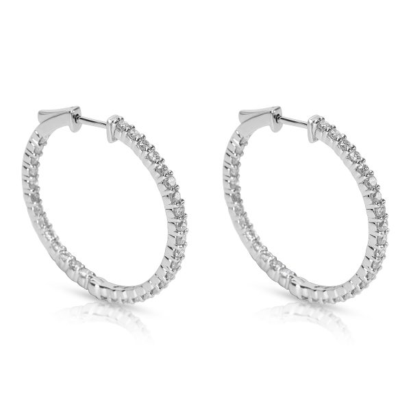 044320 sv Diamond Hoop Earrings in 14K White Gold 186 CTW