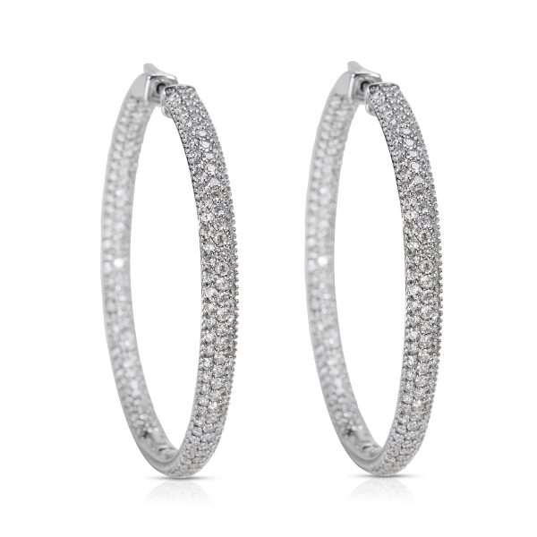 Pave Diamond Hoop Earrings in 14K White Gold 668 CTW Pave Diamond Hoop Earrings in 14K White Gold 668 CTW