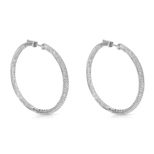 044331 sv Pave Diamond Hoop Earrings in 14K White Gold 668 CTW