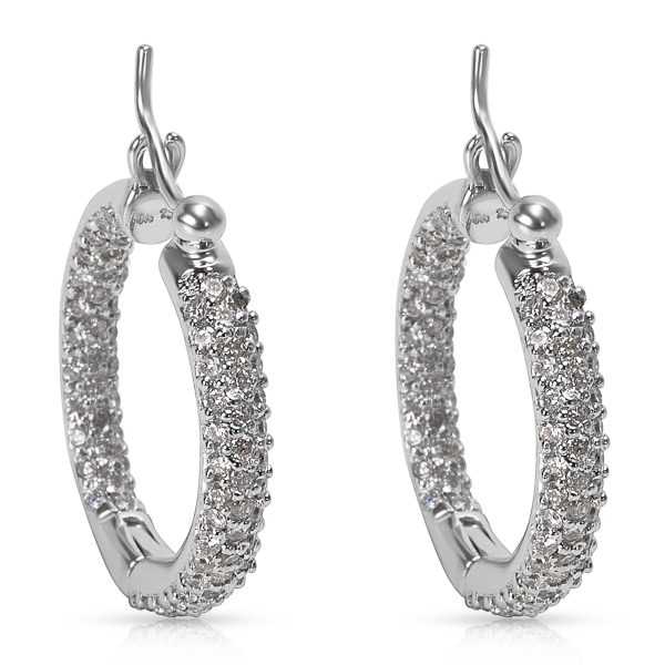 Pave Diamond Hoop Earrings in 18KT White Gold 100 ctw Pave Diamond Hoop Earrings in 18KT White Gold 100 ctw