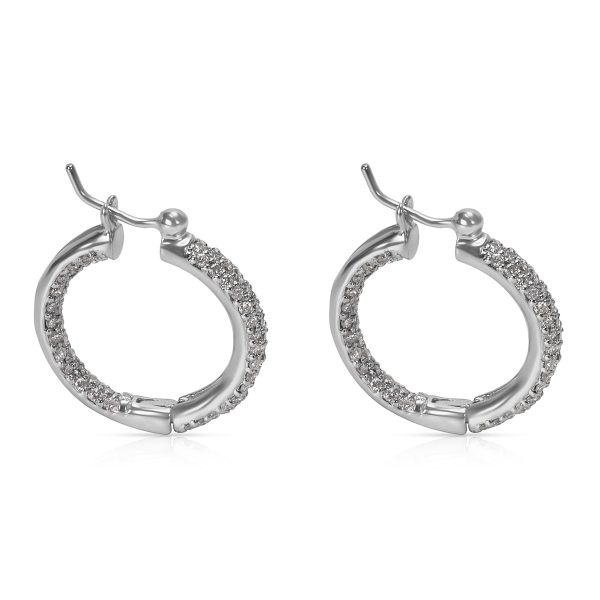 044618 sv Pave Diamond Hoop Earrings in 18KT White Gold 100 ctw