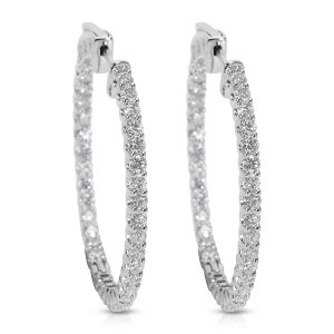 In Out Diamond Hoops in 14k White Gold 300 CTW Louis Vuitton Multicle 6 Key Case Damier Graphite Black